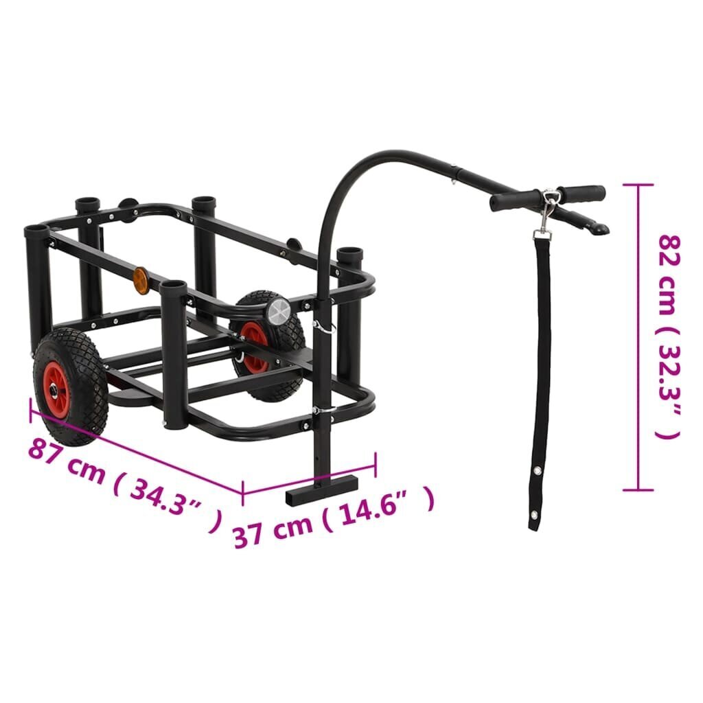 Kalastusvaunu VidaXl, musta, 87x37x82cm hinta ja tiedot | Muut retkeilyvarusteet | hobbyhall.fi