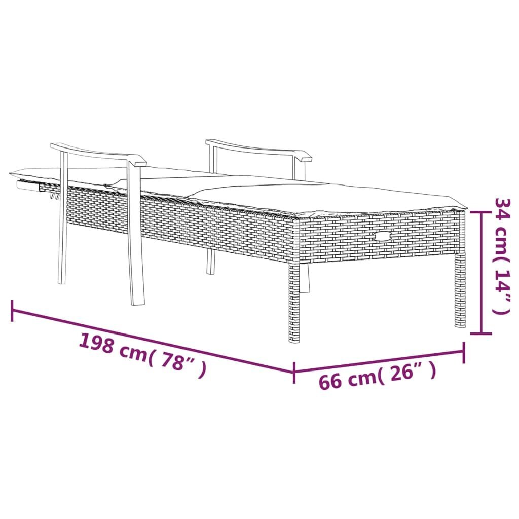 vidaXL Aurinkotuoli patjalla, harmaa, polyrottinki hinta ja tiedot | Puutarhatuolit | hobbyhall.fi