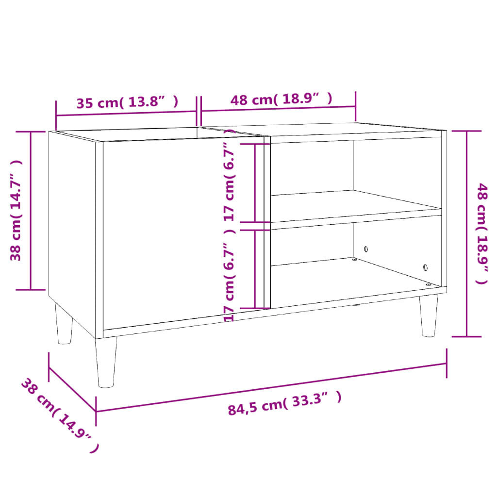 Vinyylilevykaappi vidaXL, 84,5 x 38 x 48 cm, valkoinen hinta ja tiedot | Olohuoneen kaapit ja lipastot | hobbyhall.fi