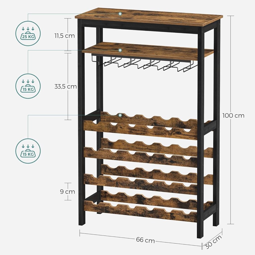 Keittiön hylly KWR028B01, ruskea hinta ja tiedot | Keittiökalusteiden lisätarvikkeet | hobbyhall.fi