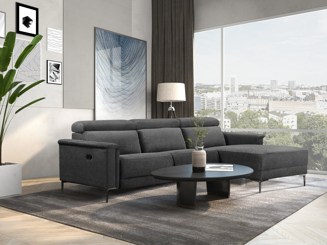 Sohva recliner Loft24 Lund, harmaa hinta ja tiedot | Sohvat ja vuodesohvat | hobbyhall.fi