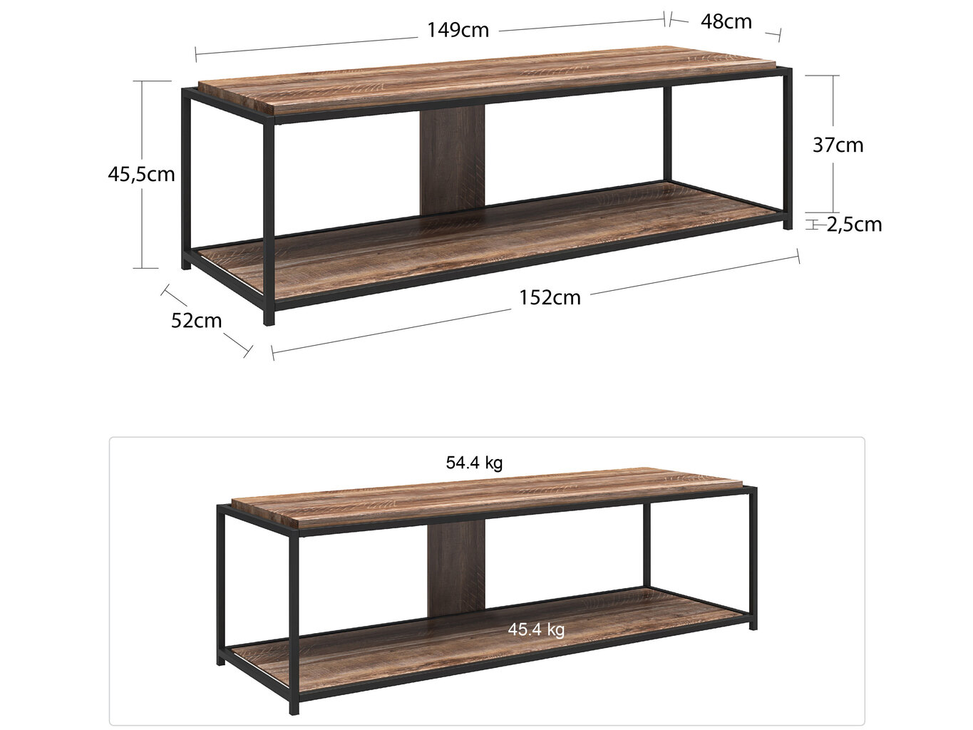 TV-taso Notio Living Quincy, ruskea/musta hinta ja tiedot | TV-tasot | hobbyhall.fi