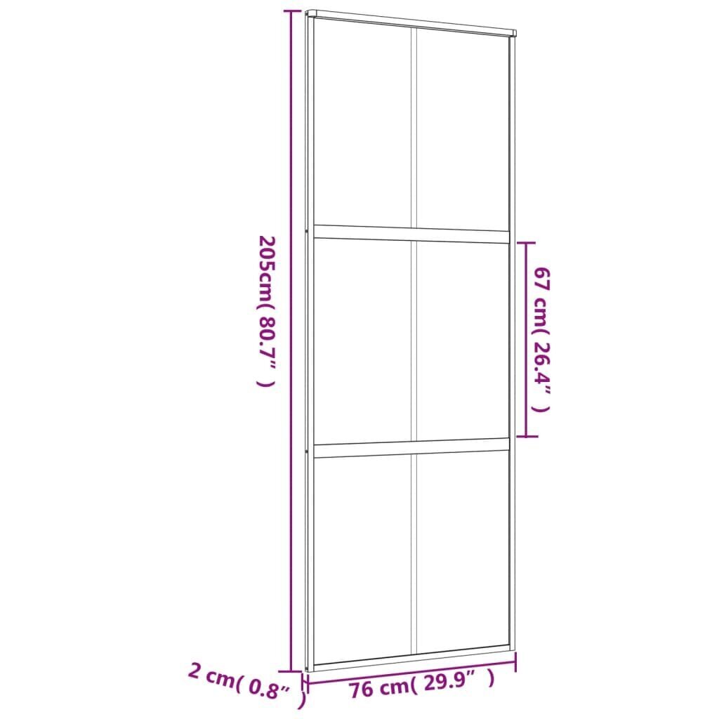 Liukuovi kultainen 76x205cm lasi ja alumiini 155157 hinta ja tiedot | Sisäovet | hobbyhall.fi