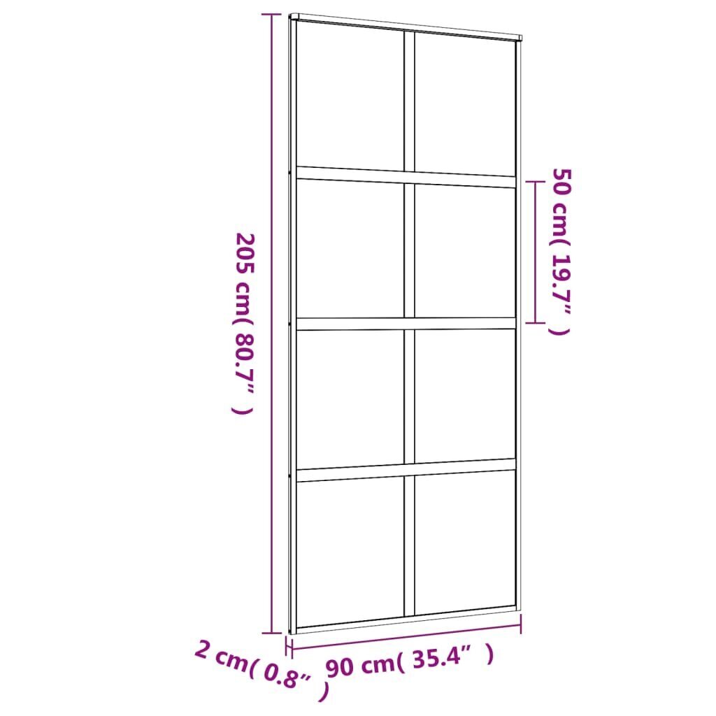 Liukuovi kultainen 90x205cm lasi ja alumiini 155188 hinta ja tiedot | Sisäovet | hobbyhall.fi