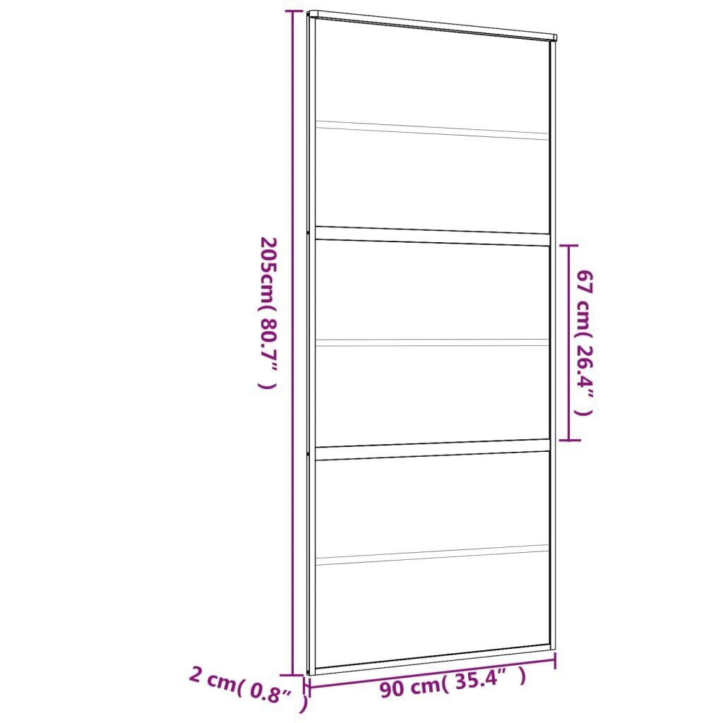 Liukuovi kultainen 90x205cm lasi ja alumiini 155164 hinta ja tiedot | Sisäovet | hobbyhall.fi