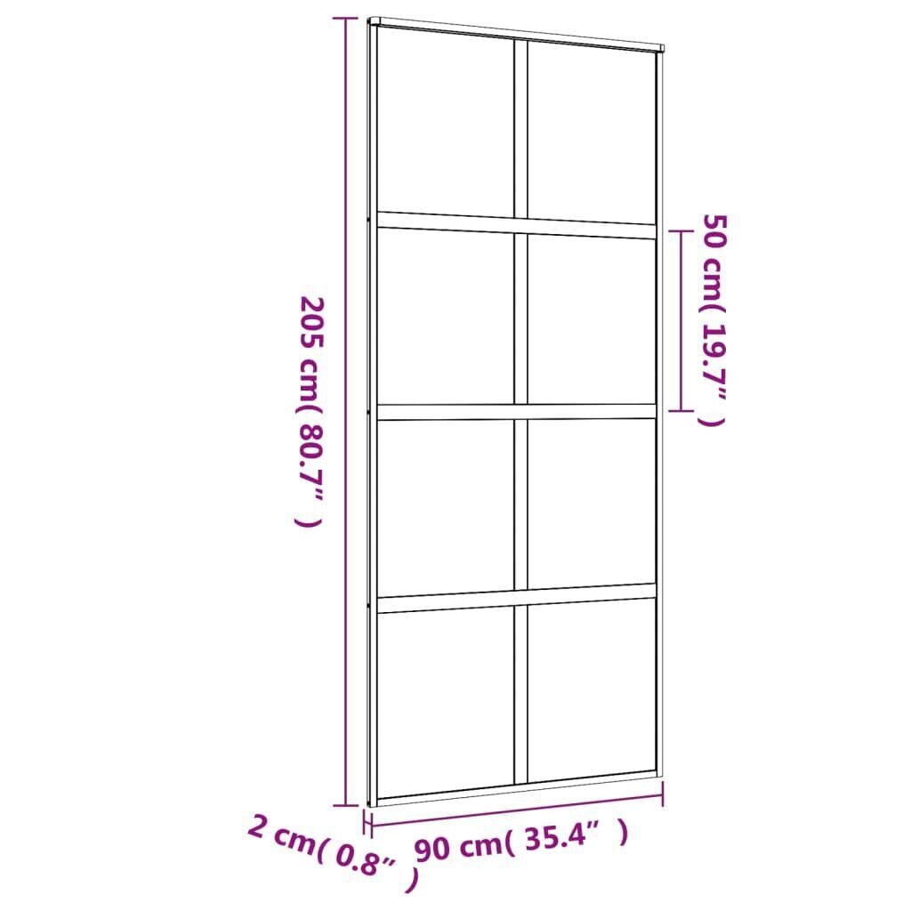 Liukuovi kultainen 90x205cm lasi ja alumiini 155185 hinta ja tiedot | Sisäovet | hobbyhall.fi