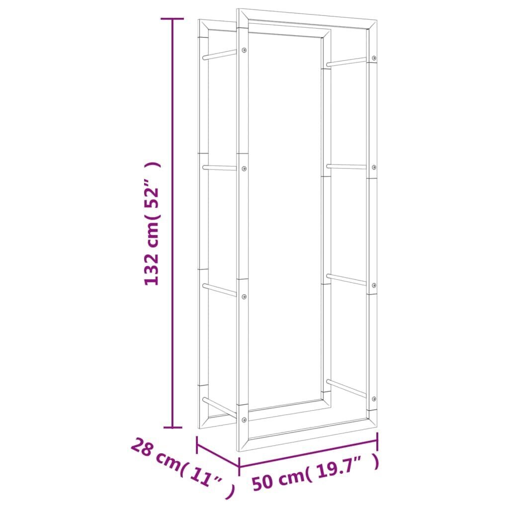 Polttopuuteline VidaXl, 50x28x132 cm, harmaa hinta ja tiedot | Piharakennukset | hobbyhall.fi