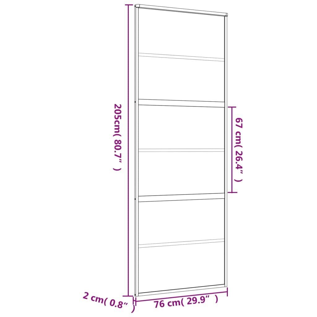 Liukuovi kultainen 76x205cm lasi ja alumiini 155163 hinta ja tiedot | Sisäovet | hobbyhall.fi