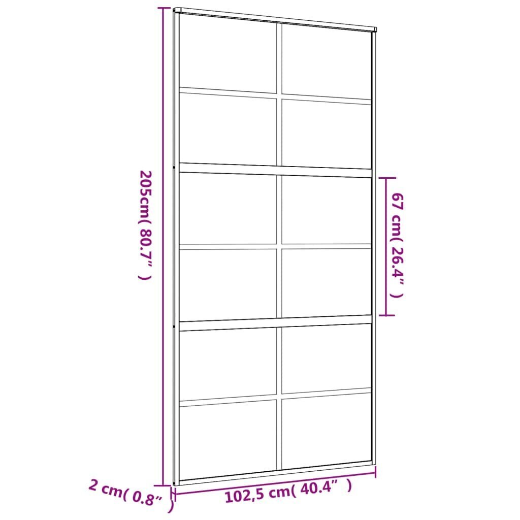 Liukuovi kultainen 102,5x205cm lasi/alumiini 155171 hinta ja tiedot | Sisäovet | hobbyhall.fi