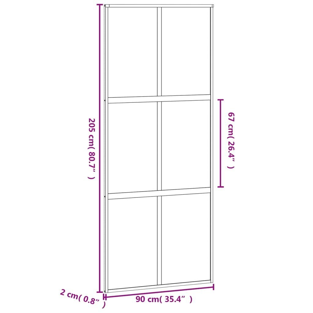 Liukuovi musta 90x205cm karkaistu lasi/alumiini 155214 hinta ja tiedot | Sisäovet | hobbyhall.fi