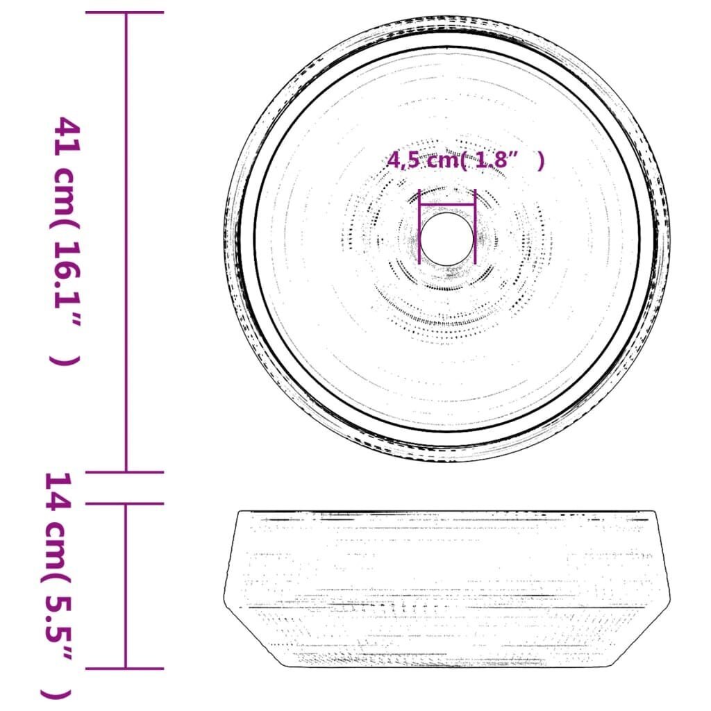 Pesuallas pöytälevyssä harmaa 41x14cm keraaminen pyöreä hinta ja tiedot | Pesualtaat | hobbyhall.fi