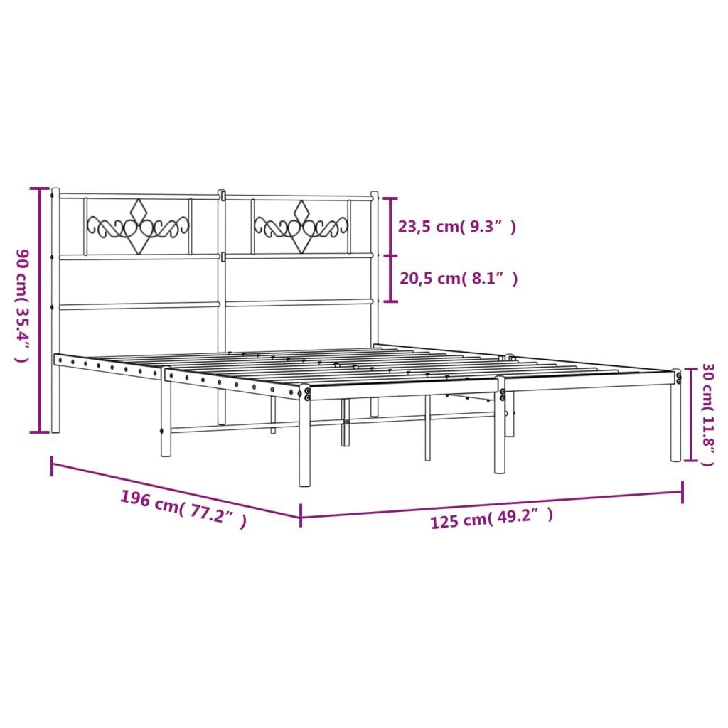 Sängynrunko vidaXL, 120x190 cm, valkoinen hinta ja tiedot | Sängyt | hobbyhall.fi