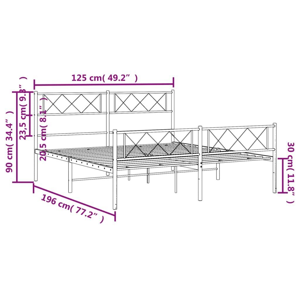 Sängynrunko vidaXL, 120x190 cm, valkoinen hinta ja tiedot | Sängyt | hobbyhall.fi