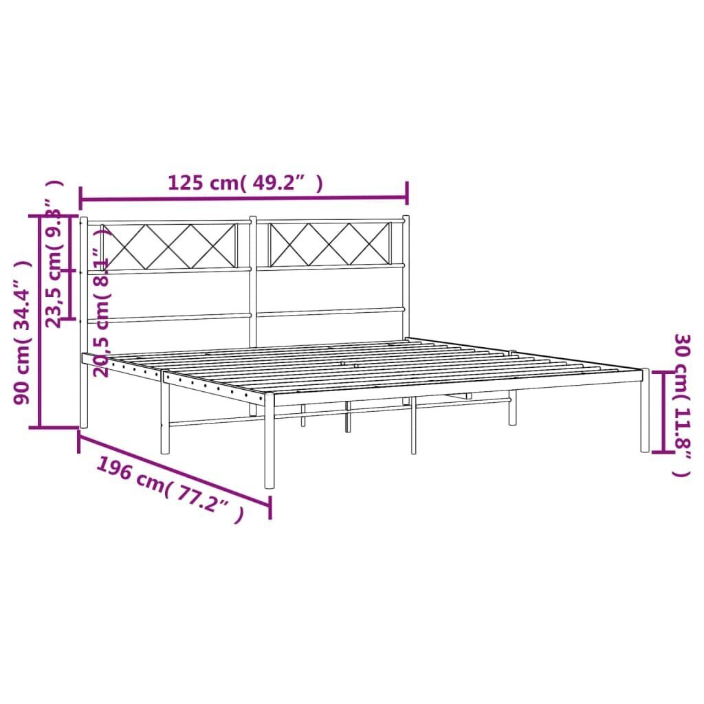 Sängynrunko vidaXL, 120x190 cm, valkoinen hinta ja tiedot | Sängyt | hobbyhall.fi