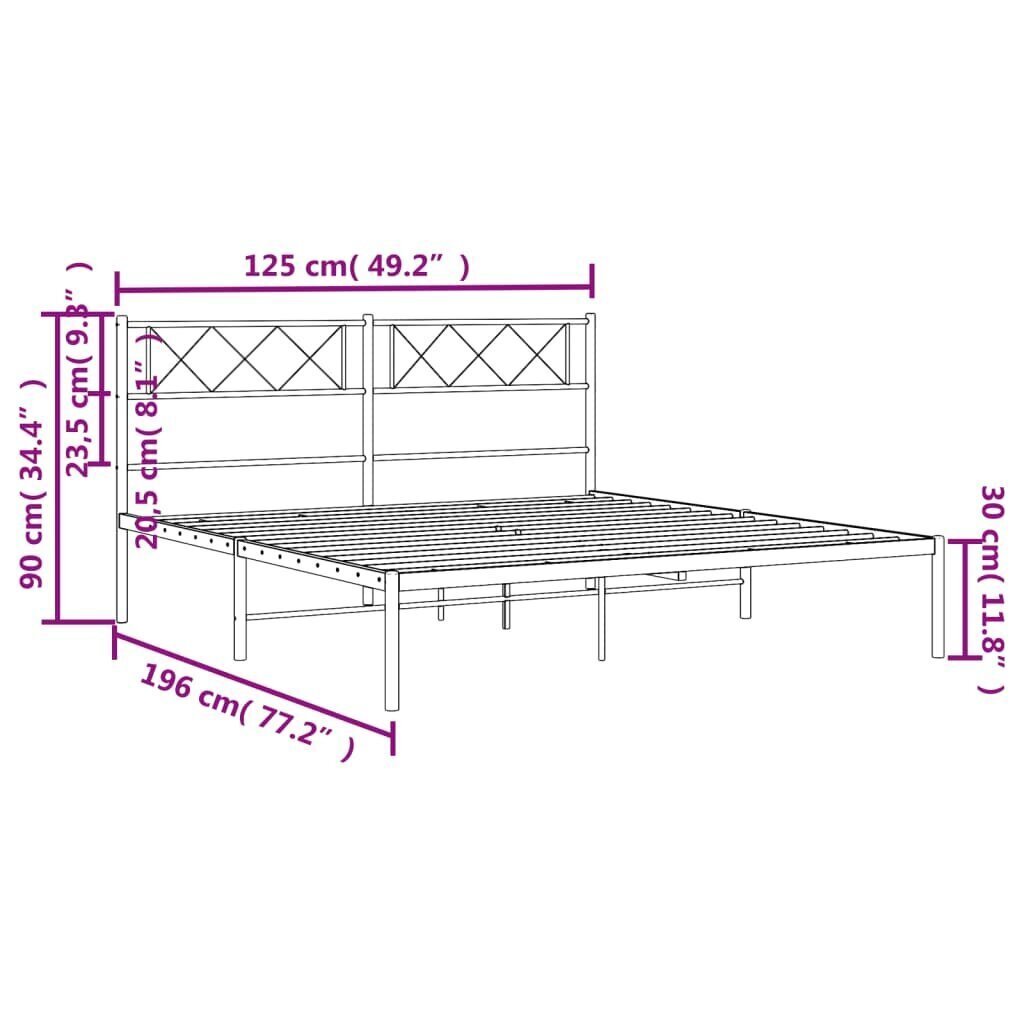 Sängynrunko vidaXL, 120x190 cm, musta hinta ja tiedot | Sängyt | hobbyhall.fi