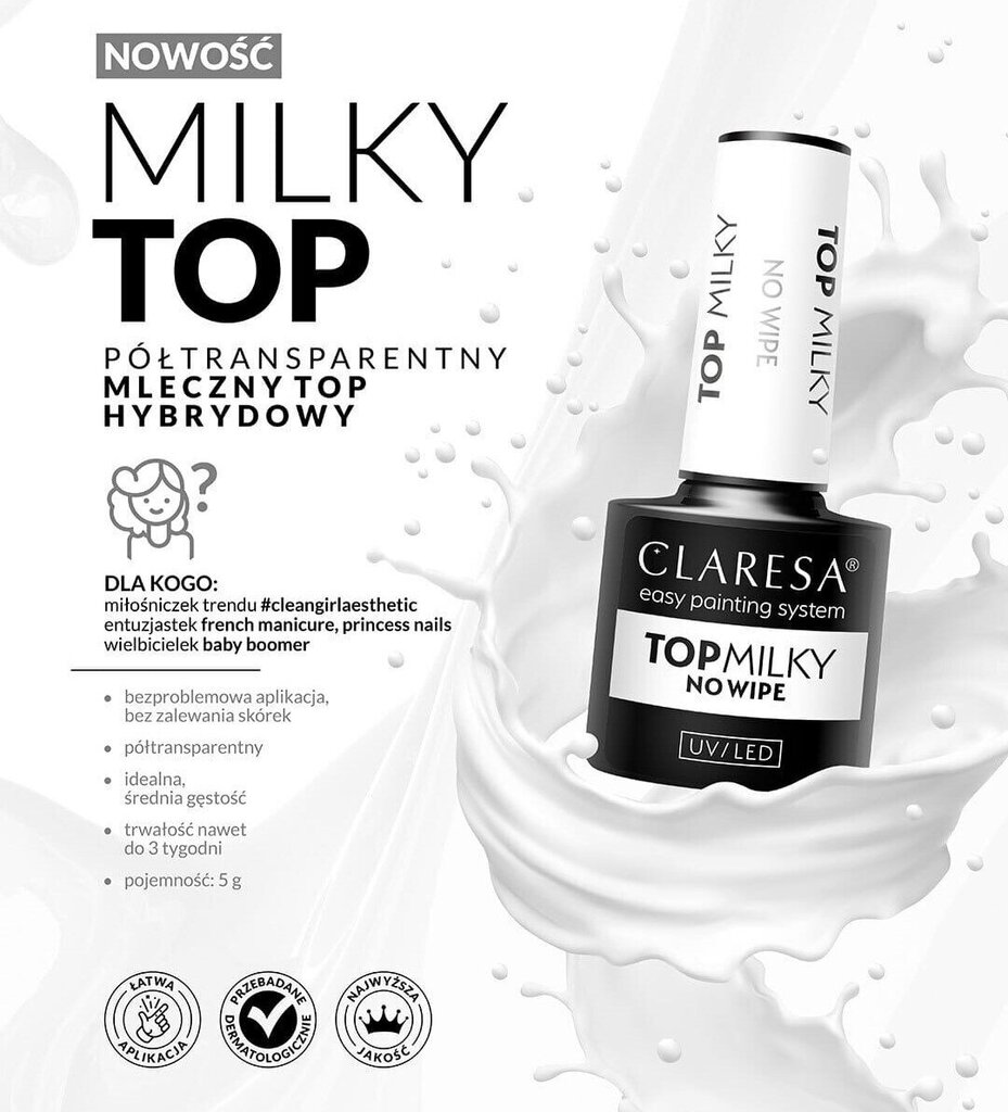 Clares Milky No Wipe, 5 g hinta ja tiedot | Kynsilakat ja kynsienhoitotuotteet | hobbyhall.fi