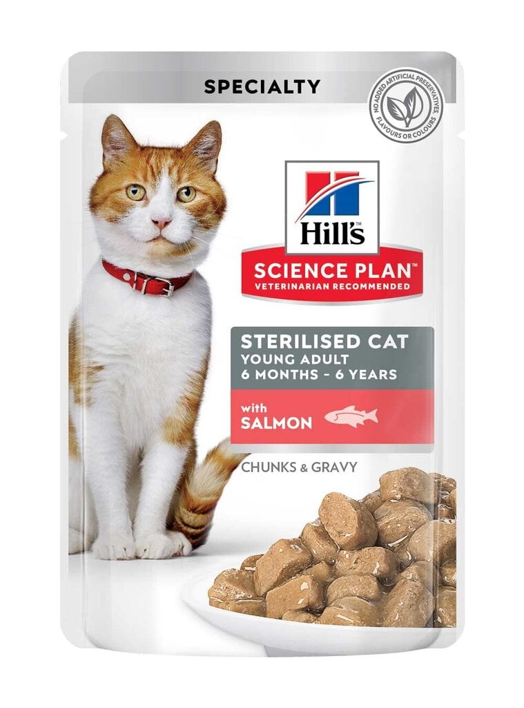 Hill's Science Plan Sterilized Cat Young Adult kissanruoka lohella, 12x85g hinta ja tiedot | Kissanruoka | hobbyhall.fi