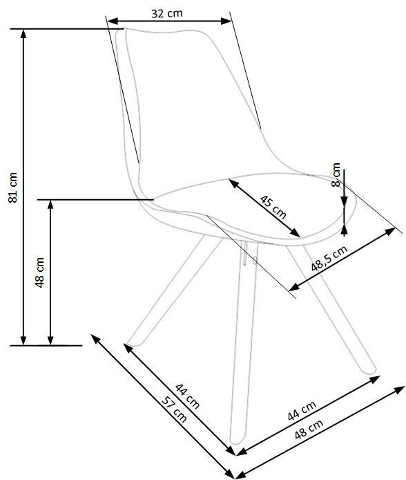 Tuolisarja K201, 4 tuolia, valkoinen hinta ja tiedot | Ruokapöydän tuolit | hobbyhall.fi