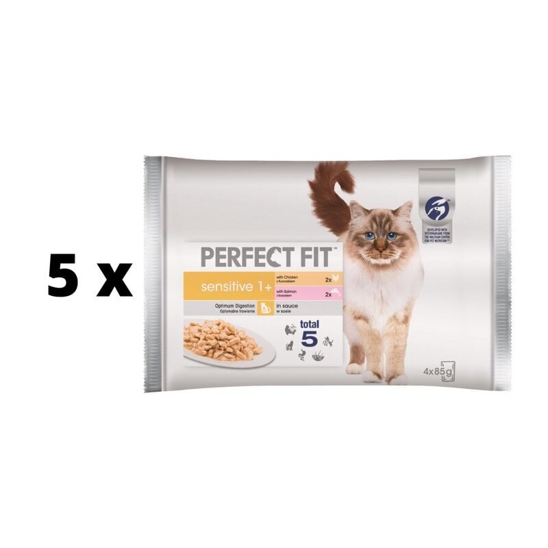 Säilykkeet Perfect Fit aikuisille kissoille, kanan ja lohen kanssa, 4x85 g x 5 kpl hinta ja tiedot | Kissanruoka | hobbyhall.fi