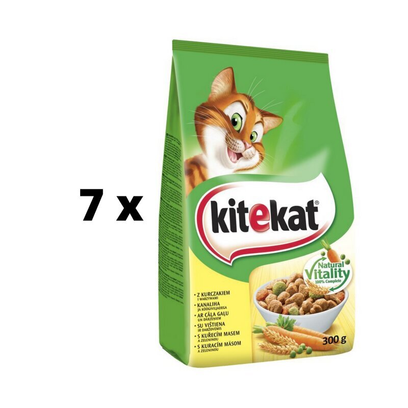 Kuivakissanruoka KiteKat kanan ja vihannesten kanssa, 300 g x 7 kpl hinta ja tiedot | Kissan kuivaruoka | hobbyhall.fi