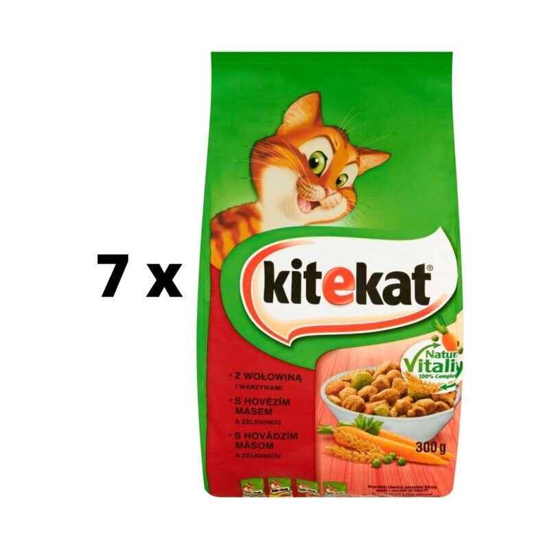 Kissan kuivaruoka KiteKat naudanlihalla ja vihanneksilla, 300 g x 7 kpl hinta ja tiedot | Kissan kuivaruoka | hobbyhall.fi