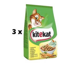 Kissan kuivaruoka KiteKat, kanaa ja vihanneksia, 1,8 kg x 3 kpl hinta ja tiedot | Kissan kuivaruoka | hobbyhall.fi