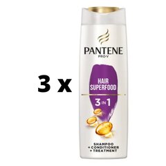 Shampoo Pantene Superfood, 400 ml x 3 kpl. hinta ja tiedot | Shampoot | hobbyhall.fi