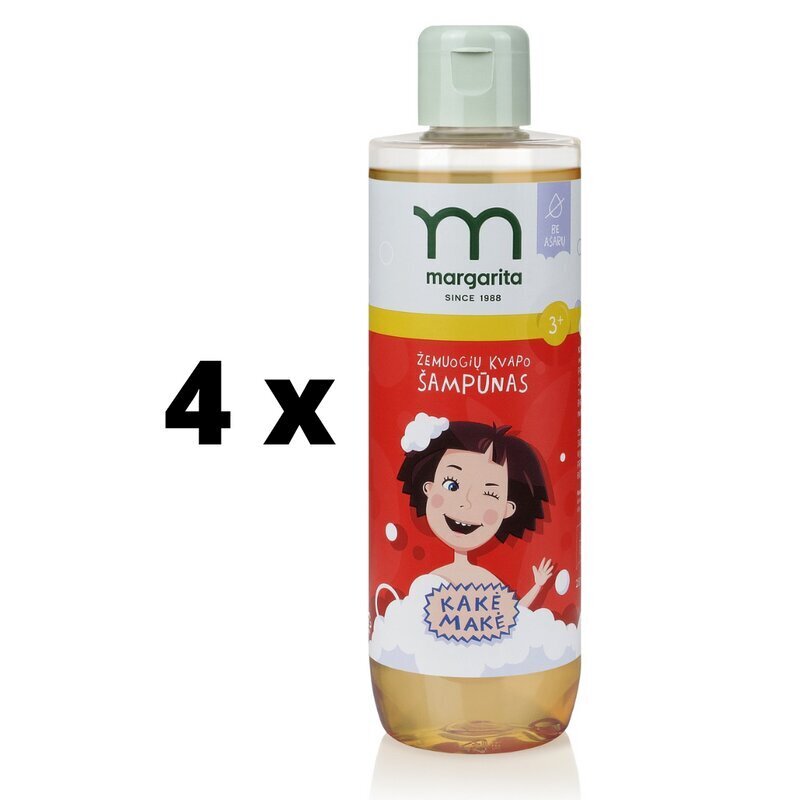 Käkes Makes Margarita mansikan tuoksuinen shampoo, ilman SLS:ää 250 ml x 4 kpl hinta ja tiedot | Shampoot | hobbyhall.fi