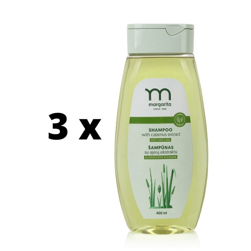 Ayer-uutetta sisältävä shampoo Margarita hiustenlähtöä vastaan, 400ml x 3 kpl hinta ja tiedot | Shampoot | hobbyhall.fi