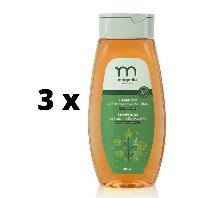 Panimohiivallinen shampoo Margarita ohuille hiuksille, 400ml x 3 kpl hinta ja tiedot | Shampoot | hobbyhall.fi