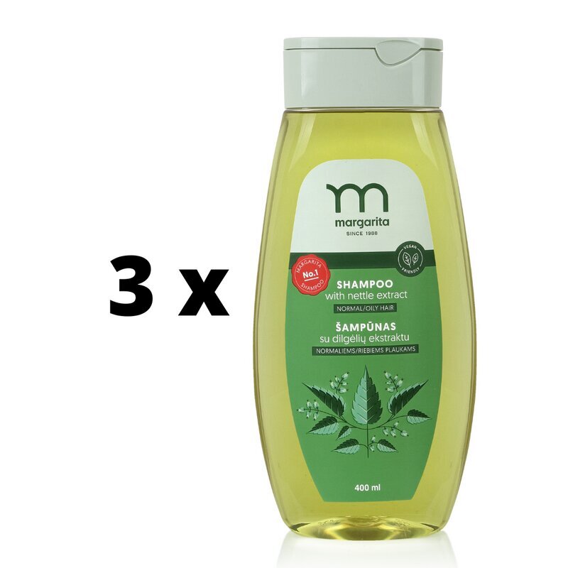 Shampoo Margarita nokkosuutteella normaaleille ja rasvaisille hiuksille, 400ml x 3 kpl hinta ja tiedot | Shampoot | hobbyhall.fi