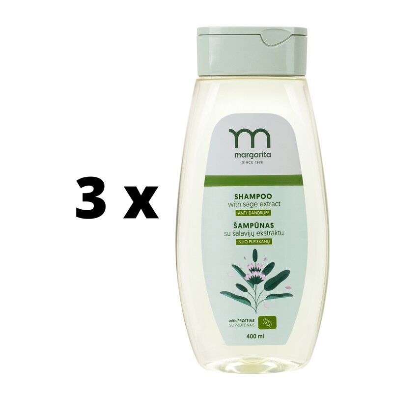 Salviauutetta sisältävä shampoo Margarita hilsettä vastaan, 400ml x 3 kpl hinta ja tiedot | Shampoot | hobbyhall.fi