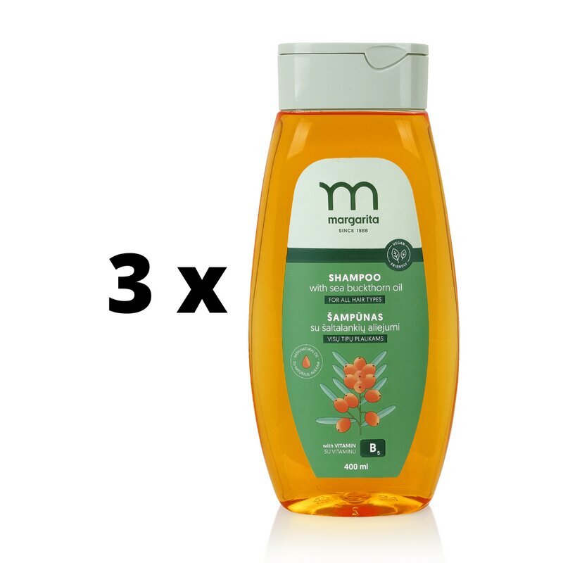 Shampoo Margarita tyrniöljyllä päivittäiseen hoitoon, 400ml x 3 kpl hinta ja tiedot | Shampoot | hobbyhall.fi