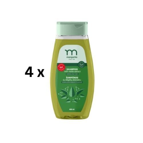 Shampoo Margarita nokkosuutteella normaaleille ja rasvaisille hiuksille, 400ml, pakkaus 4 kpl. hinta ja tiedot | Shampoot | hobbyhall.fi