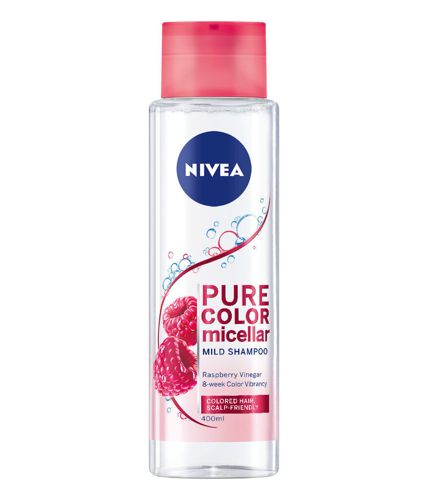 Misellishampoo vadelmaetikkaalla Nivea Pure Color, 6 x 400 ml hinta ja tiedot | Shampoot | hobbyhall.fi