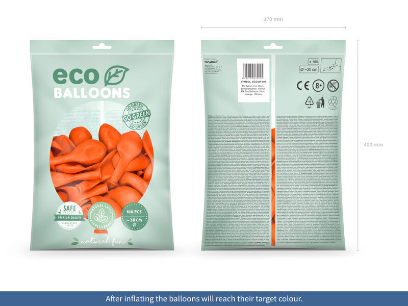 Eco pastelli ilmapallot 30 cm 100 kpl, oranssi hinta ja tiedot | Ilmapallot | hobbyhall.fi