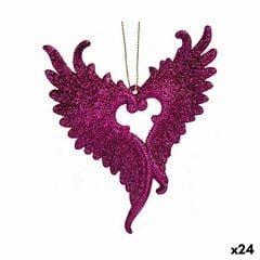 Joulukuusenpallo Enkelin siivet Fuksia Muovinen Glitter 12 x 13 x 2,5 cm (24 osaa) hinta ja tiedot | Joulukoristeet | hobbyhall.fi