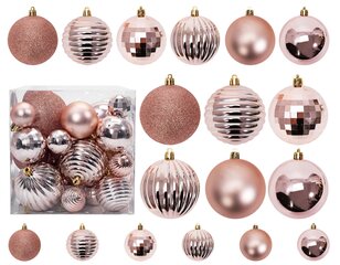 Pink-Gold Christmas Tree Baubles 36 PC 311433B hinta ja tiedot | Joulukuusen koristeet | hobbyhall.fi