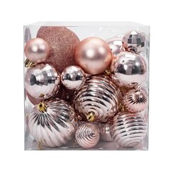 Pink-Gold Christmas Tree Baubles 36 PC 311433B hinta ja tiedot | Joulukuusen koristeet | hobbyhall.fi