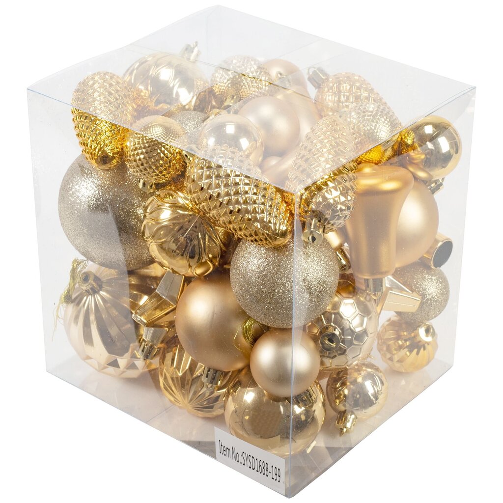 Golden Christmas Tree Baubles 45 PCS SYSD1688-199 hinta ja tiedot | Joulukuusen koristeet | hobbyhall.fi