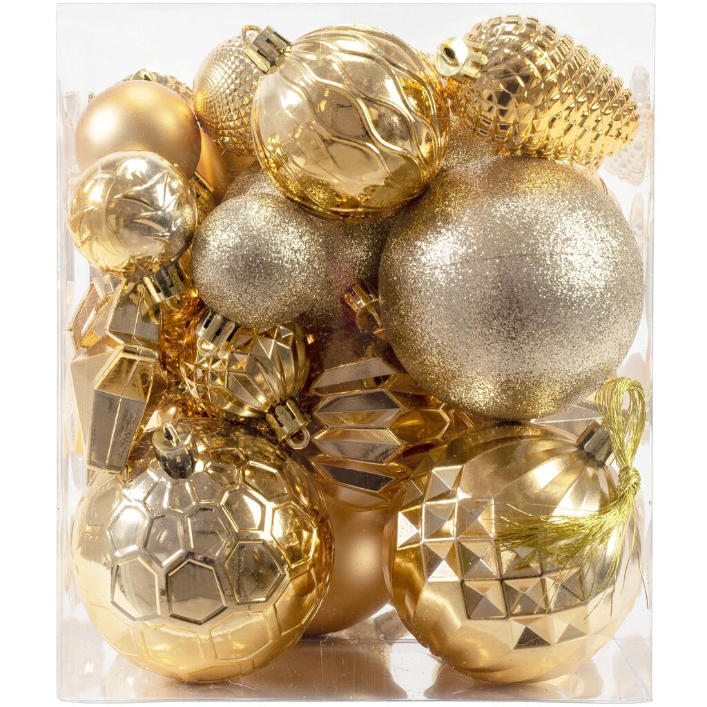 Golden Christmas Tree Baubles 45 PCS SYSD1688-199 hinta ja tiedot | Joulukuusen koristeet | hobbyhall.fi