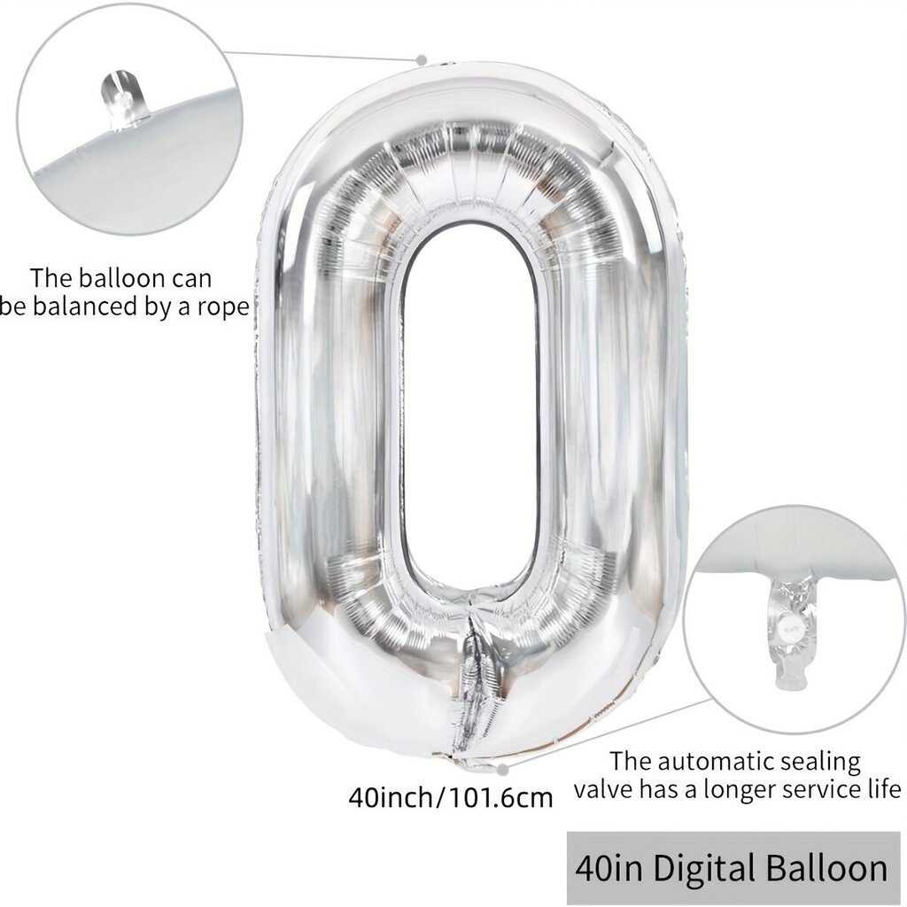 1kpl 101,6 cm iso ilmapallo hopeanvärinen numero ilmapallo alumiinifolio polyesterikalvo juhlat häät sinkkunainen syntymäpäivä morsian lahja valmistumisen vuosijuhla koristelu voidaan käyttää heliumin kanssa hinta ja tiedot | Juhlakoristeet | hobbyhall.fi