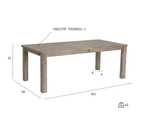 Ruokapöytä ALASKA 140x90 cm hinta ja tiedot | FurnHouse Huonekalut ja sisustus | hobbyhall.fi