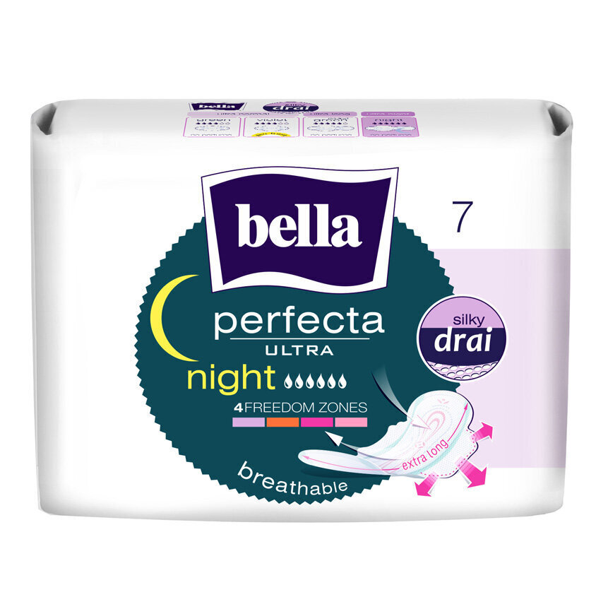 Bella Perfecta terveyssiteet Night 7 kpl, 12 pkt hinta ja tiedot | Tamponit ja terveyssiteet | hobbyhall.fi