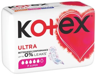 Kotex terveyssiteet Super 7 kpl, 12 pkt hinta ja tiedot | Tamponit ja terveyssiteet | hobbyhall.fi