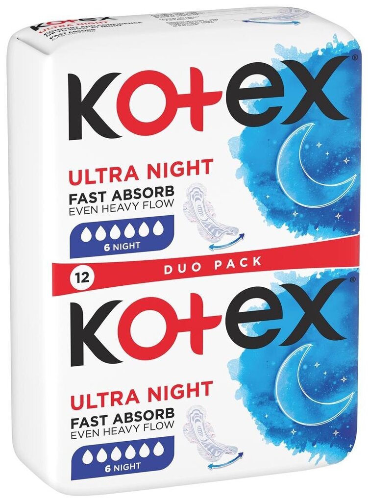 Kotex terveyssiteet Night 12 kpl, 8 pkt hinta ja tiedot | Tamponit ja terveyssiteet | hobbyhall.fi