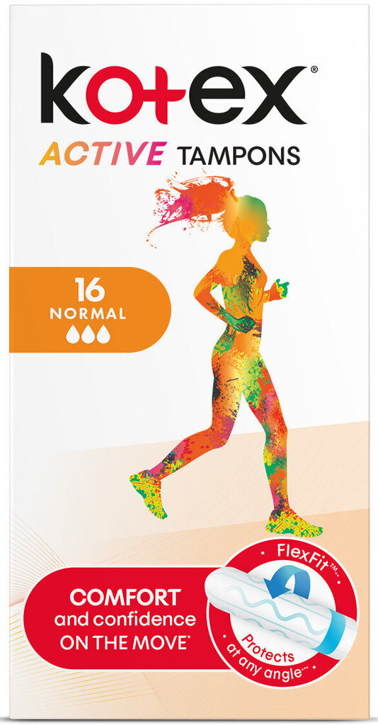 Kotex Active Normal tamponit, 16 kpl, 6 pkt hinta ja tiedot | Tamponit ja terveyssiteet | hobbyhall.fi