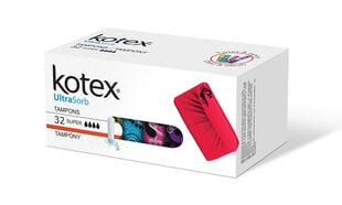 Kotex tamponit UltraSorb Super, 32 kpl, 6 pkt hinta ja tiedot | Tamponit ja terveyssiteet | hobbyhall.fi