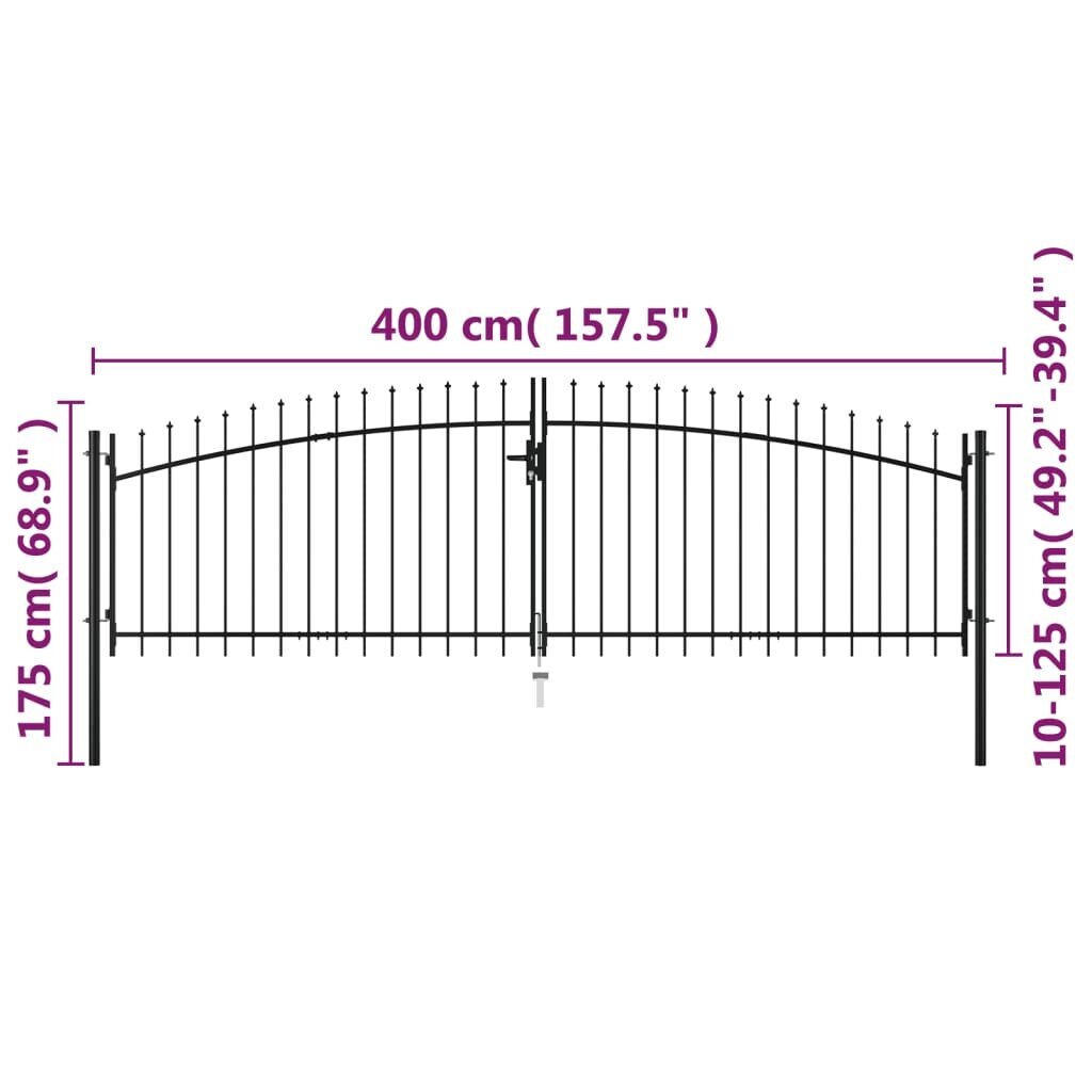 vidaXL Autoportti keihäskärjillä 400 x 175 cm hinta ja tiedot | Aidat ja tarvikkeet | hobbyhall.fi