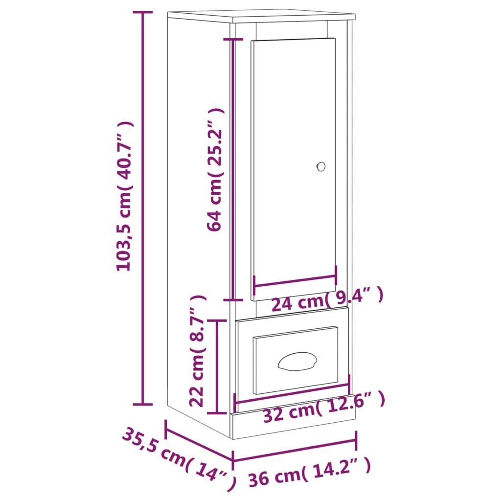 vidaXL Kaappi betoninharmaa 36x35,5x103,5 cm tekninen puu hinta ja tiedot | Olohuoneen kaapit ja lipastot | hobbyhall.fi